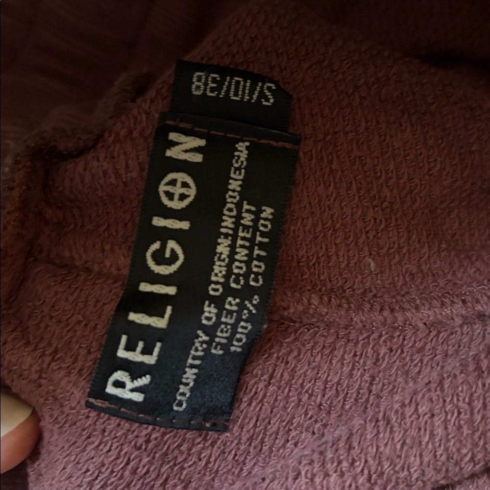 RELIGION Trance Sequin Mauve Sweatpants Beaded embellished jogger high rise - Picture 3 of 10